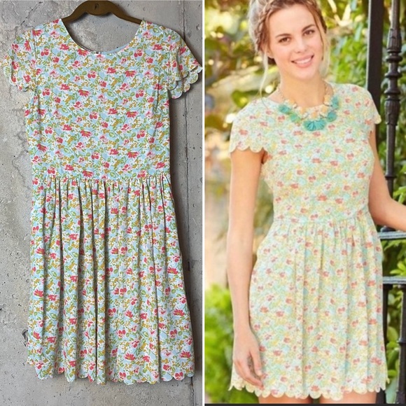 Matilda Jane Dresses & Skirts - Matilda Jane mint floral poppy dress scalloped